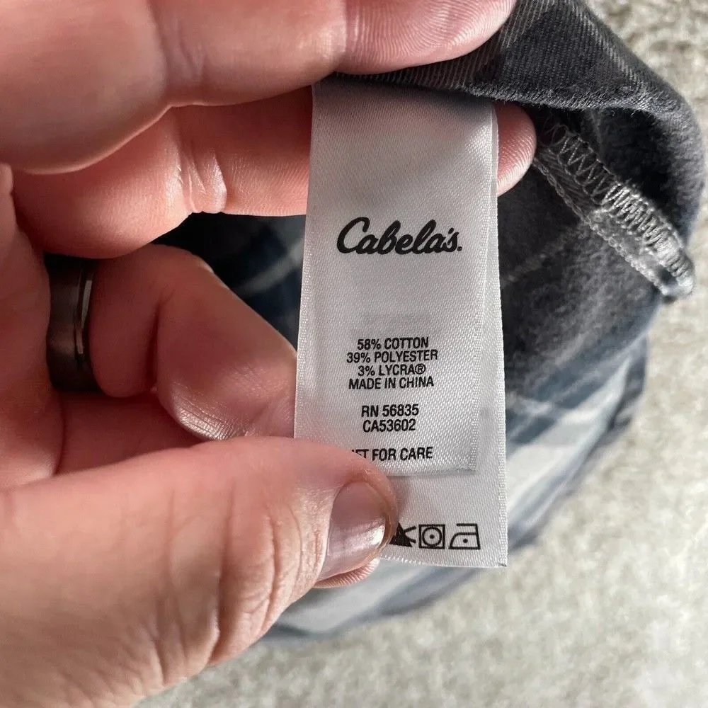 Cabela's Shirt Womens Small‎ Grey Plaid Tunic Pullover Outdoors Casual Cotton